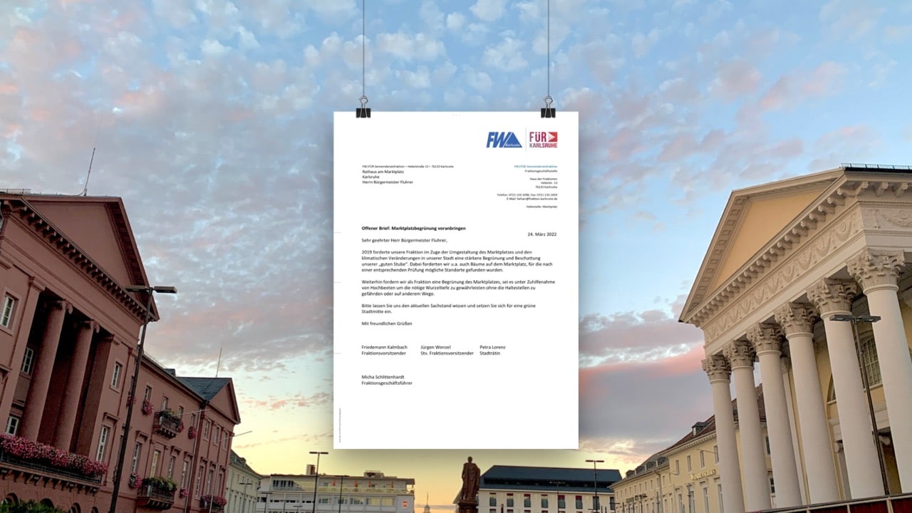 Offener Brief: Marktplatzbegrünung voranbringen