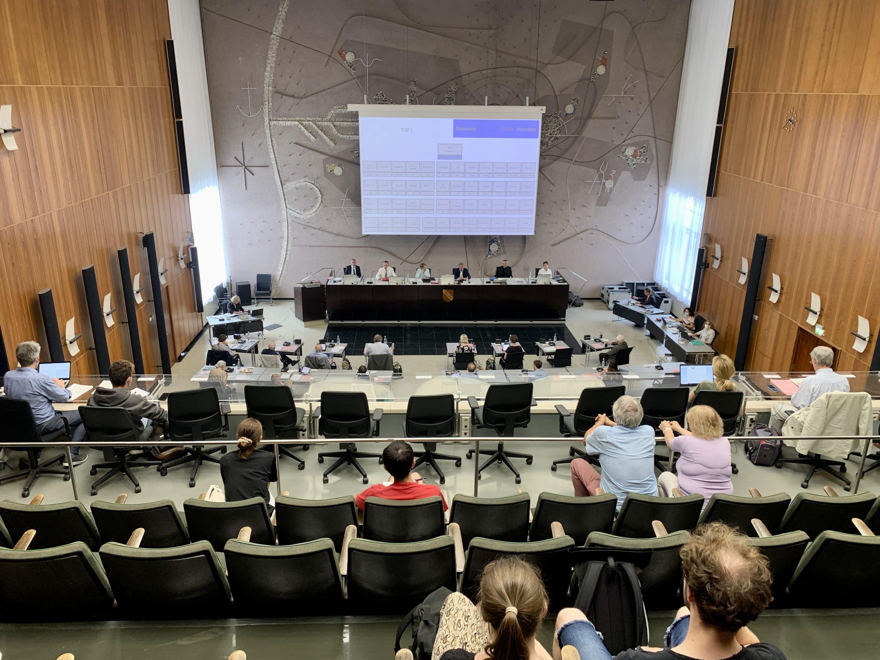 View from the visitors' gallery into the municipal council