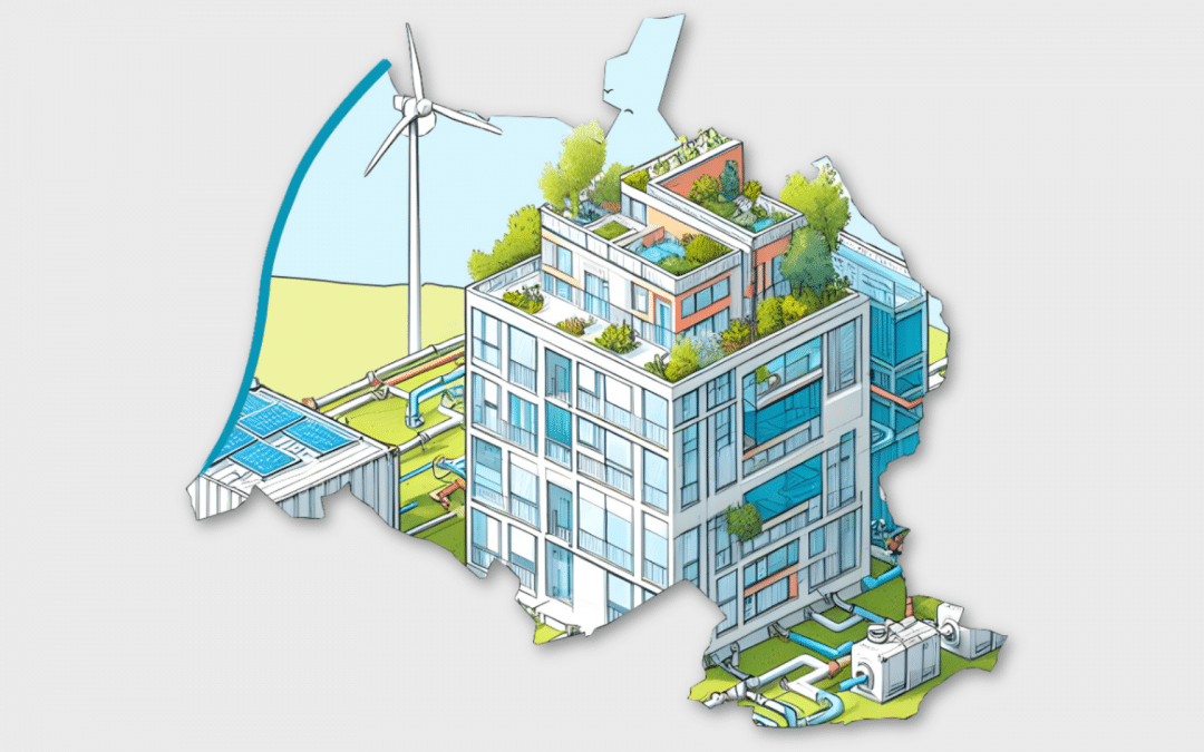 Karte von Karlsruhe mit einem klimaneutralen, energieautarken Gebäude